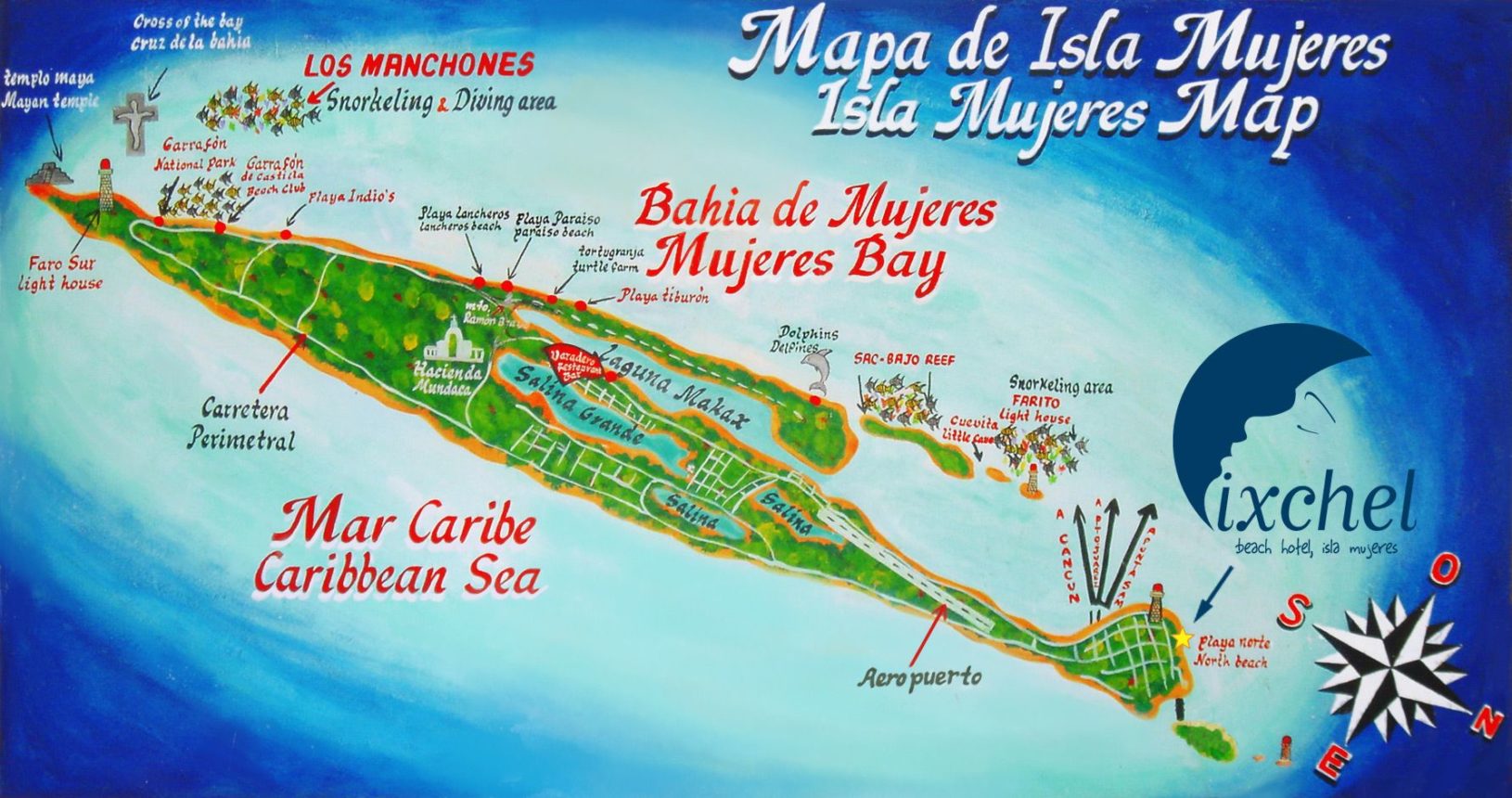 De D Nde Proviene El Nombre De Isla Mujeres En Riviera Maya   Mapa Isla Mujeres 1630x860 